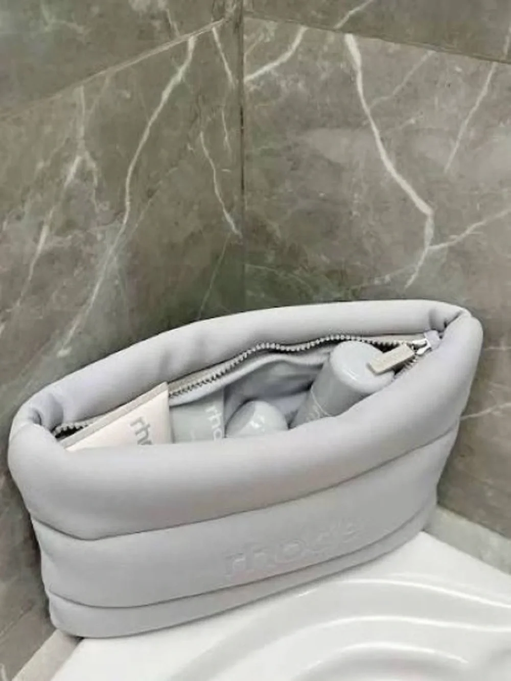 RHODE large bubble bag gray cosmetic makeup bag